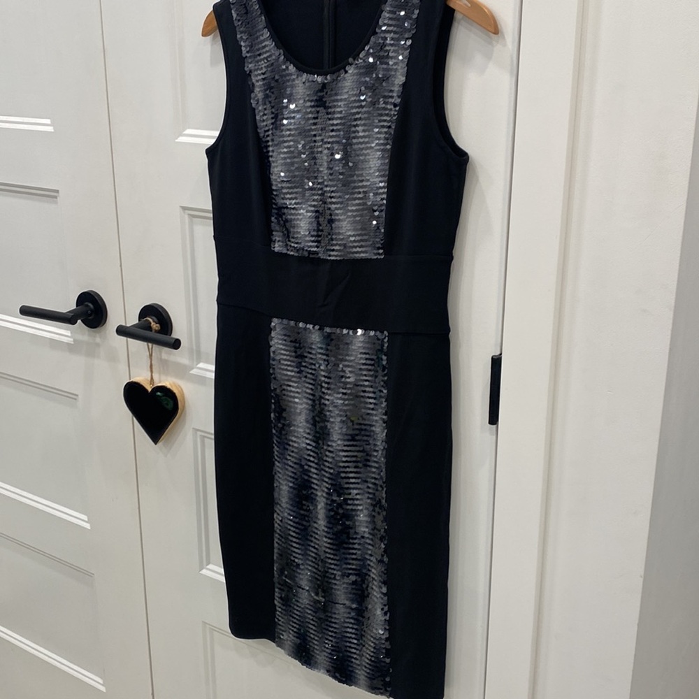 PORTS 1961 Black and Silver Sequin Shift Dress